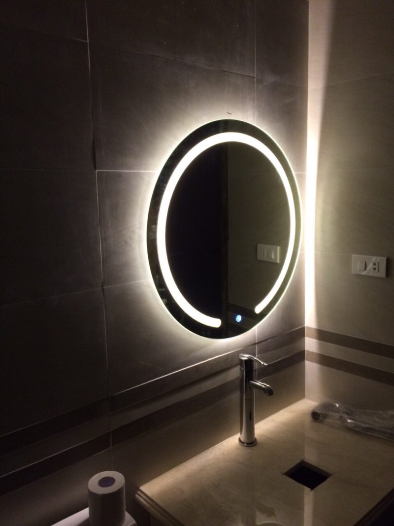 Gương Bỉ tròn D600 đèn Led nhà vệ sinh phun cát - Cảm ứng trên mặt ...