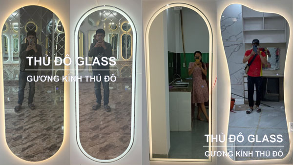 Gương soi toàn thân treo tường có đèn led decor nghệ thuật Thủ Đô Glass